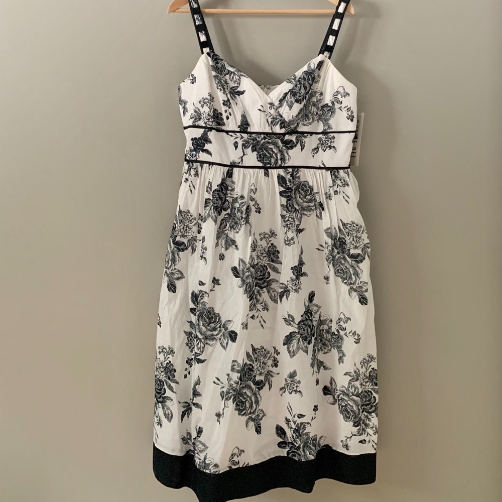 Robbie Bee Black and White Toile Print Dress